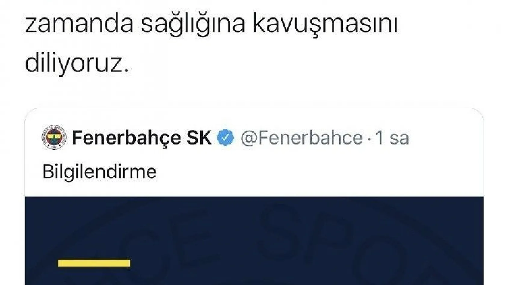 Kayserispor'dan Fenerbahçe'ye geçmiş olsun mesajı