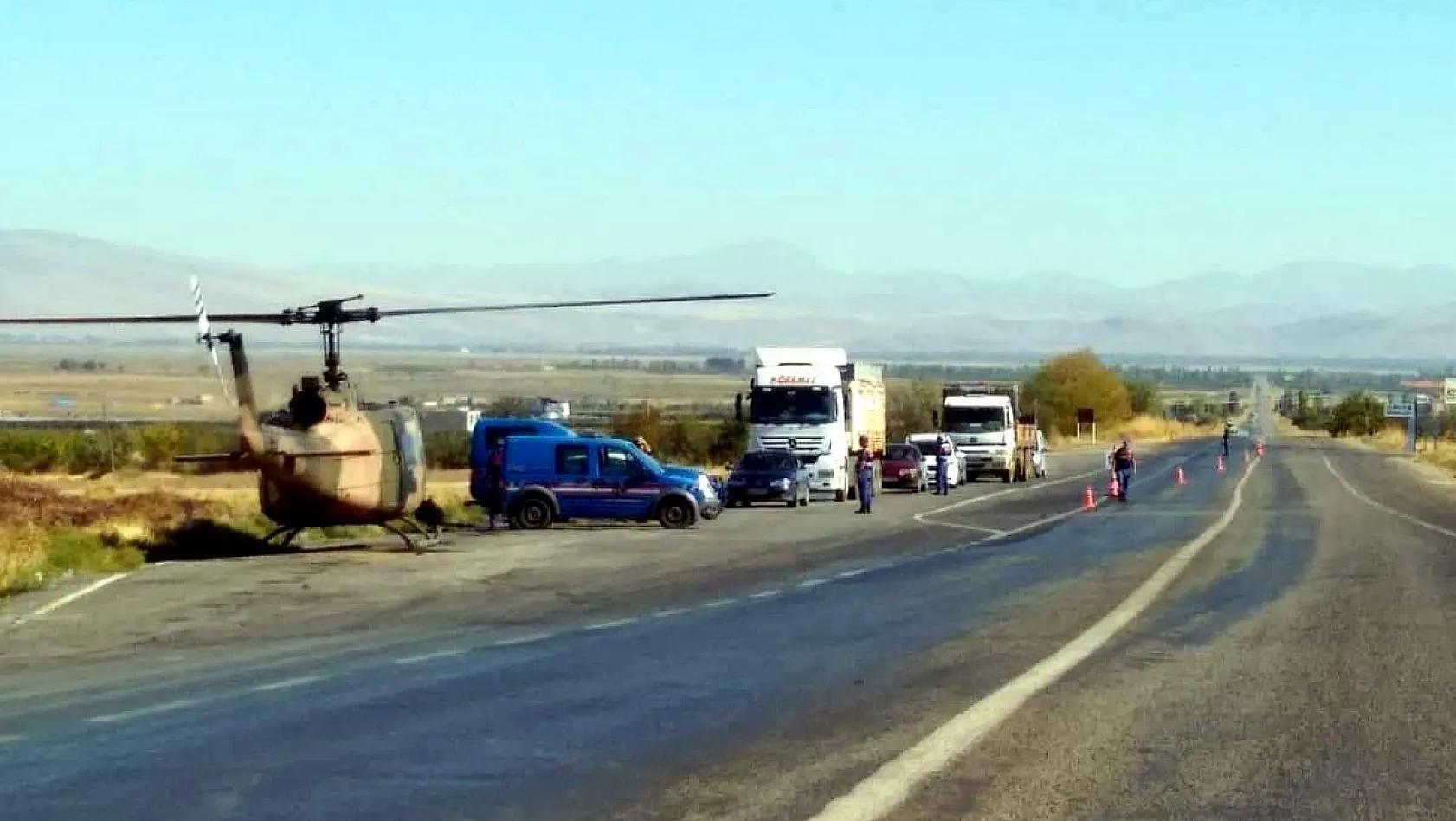 Jandarmadan helikopter destekli trafik denetimi
