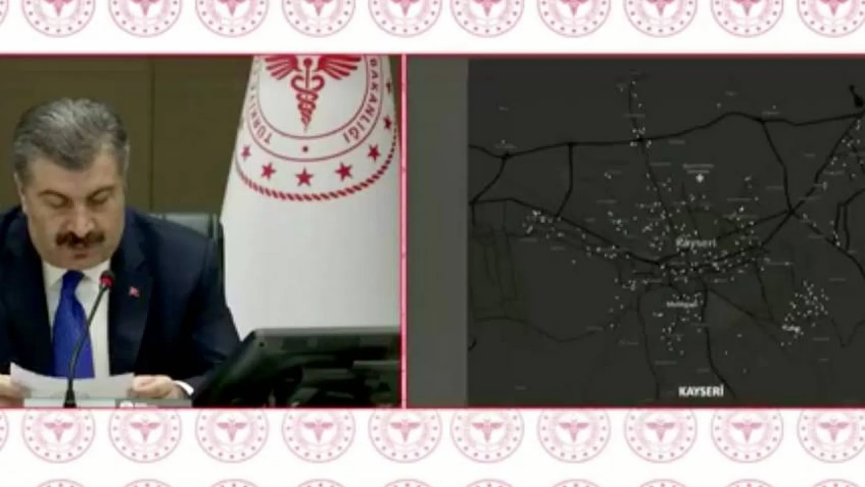 Sağlık Bakanı Corona yoğunluk haritasını açıklarken Kayseri haritasını da gösterdi...