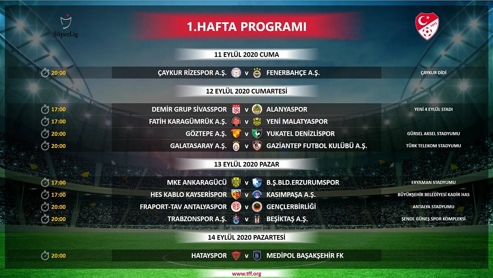 Süper Lig'de ilk 4 hafta maç programı belli oldu