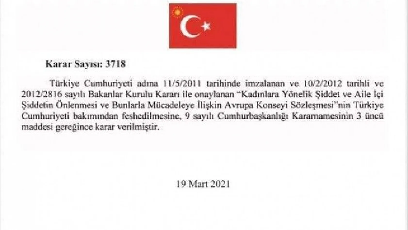 Türkiye İstanbul Sözleşmesi'nden ayrıldı