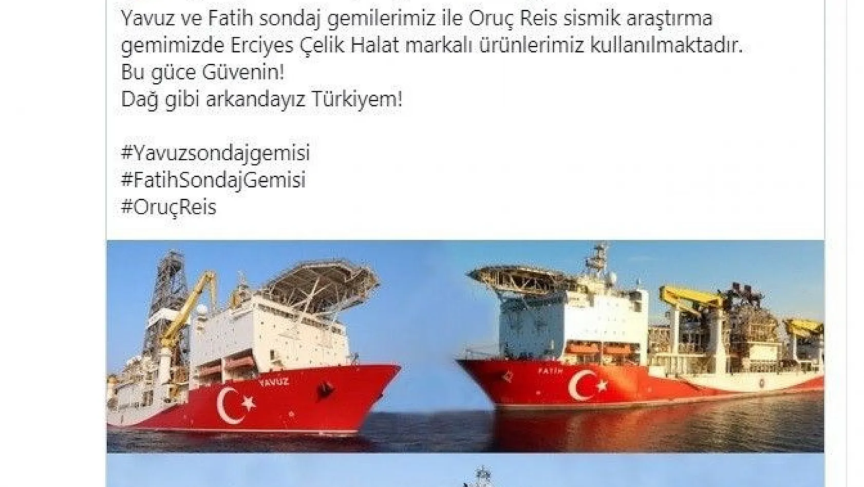 Yavuz, Fatih ve Oruç Reis gemilerinde Erciyes Çelik Halatları Kullanılıyor
