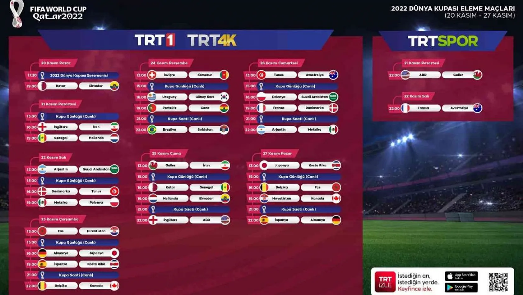 2022 FIFA Dünya Kupası heyecanı TRT'den yayınlanacak