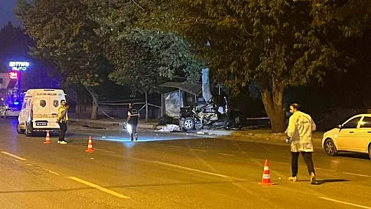 Ağaca çarpıp ikiye bölünen otomobilin sürücüsü öldü