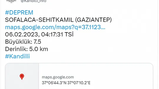 Deprem oldu