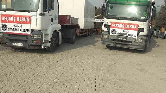 Kayseri'den Deprem bölgesine 2 konteyner mutfak ve 1 konteyner yatakhane