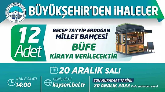 Büyükşehir'de Millet Bahçesi ihaleleri!