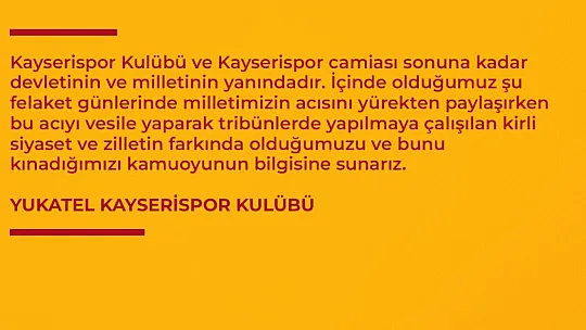 Kayserispor'dan da kınama mesajı geldi