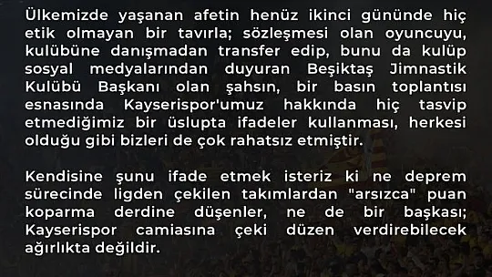 Kapalı Kale'den, Çebi'ye sert tepti