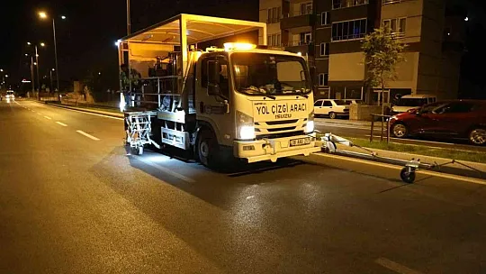 Melikgazi'de yol çizgi çalışması!
