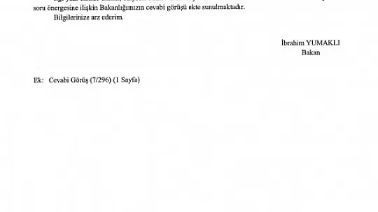 Özdemir'in Sorusu Yanıtlandı