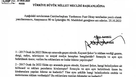 Meclis gündeminde! Kayseri Şeker'e yakın takip: Kime, ne kadar reklam verdiniz?