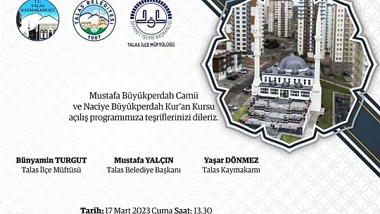 Talas Büyükperdah Camii açılıyor