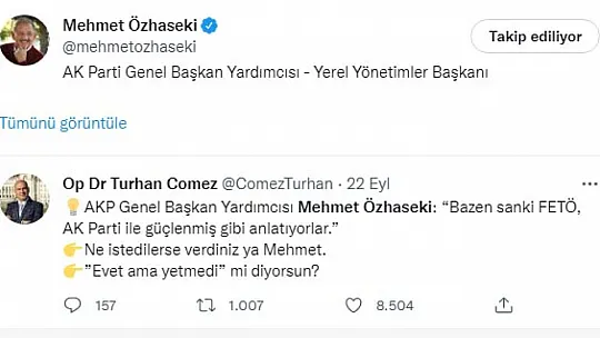 Özhaseki: Sanki FETÖ, AK Parti zamanında güçlenmiş gibi anlatıyorlar!