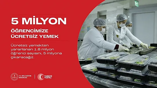 Türkiye'de 5 milyon, Kayseri'de 32 bin 717 öğrenciye ücretsiz yemek verilecek