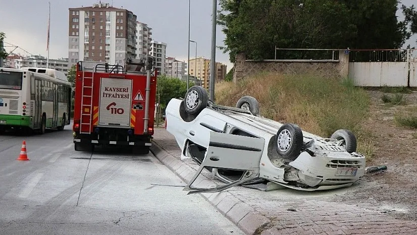Bisikletliye çarpmamak için takla attı