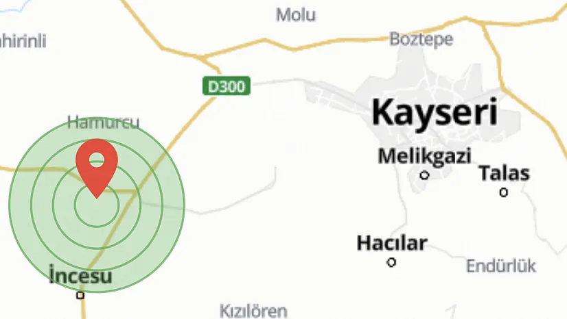 İncesu'da Deprem meydana geldi