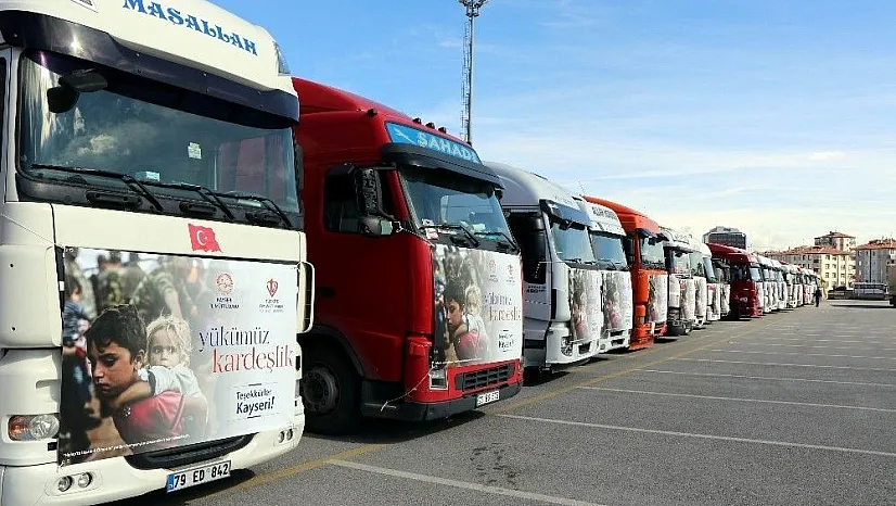Kayseri'den Suriye'ye gönderilen yardım tırı sayısı 334 oldu
