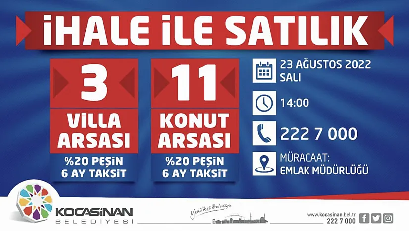 Kocasinan'dan yüzde 20 peşin, 6 ay taksitli yatırım fırsatı